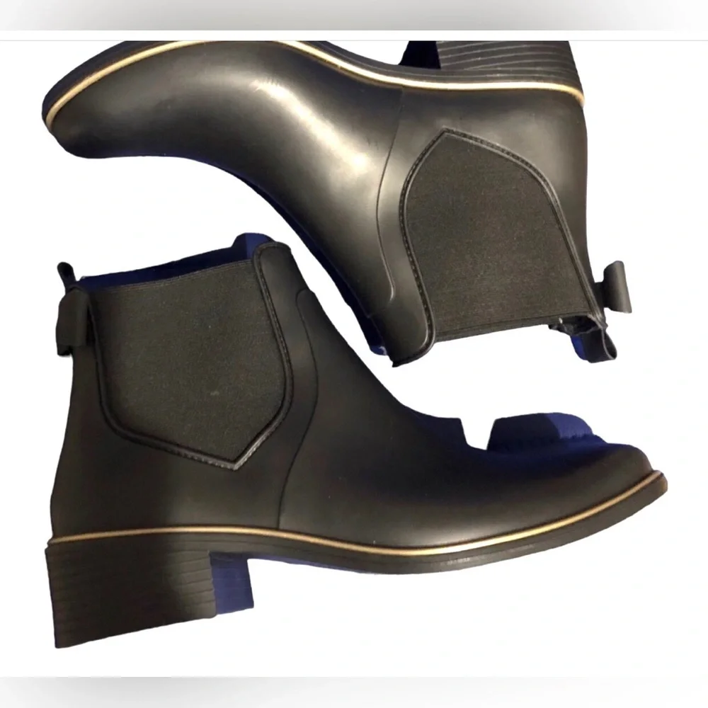 Kate Spade Solstice edimburg black back bow Chelsea Rain Boots size 11 brand new